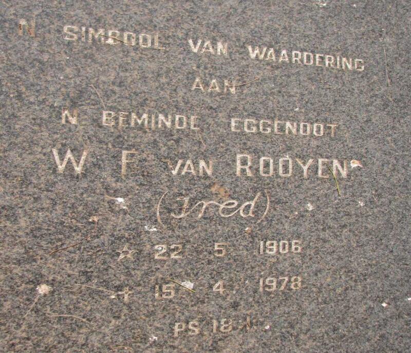 ROOYEN W.F., van 1906-1978