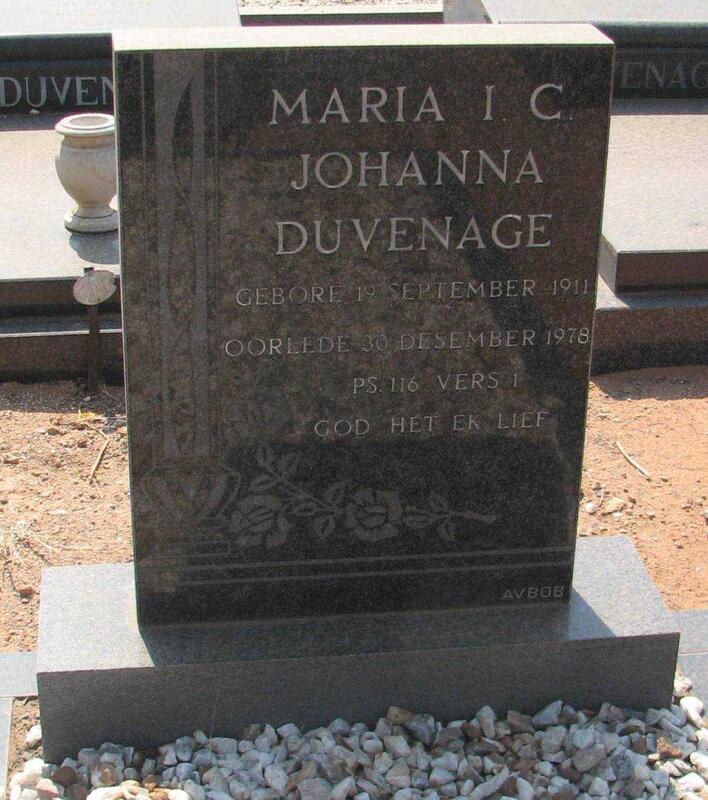 DUVENAGE Maria I.C. Johanna 1911-1978