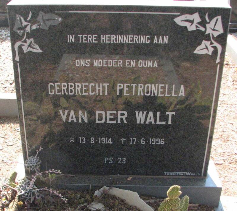 WALT Gerbrecht Petronella, van der 1914-1996