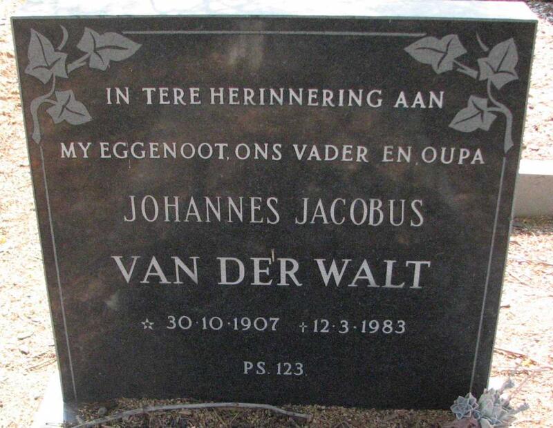 WALT Johannes Jacobus, van der 1907-1983