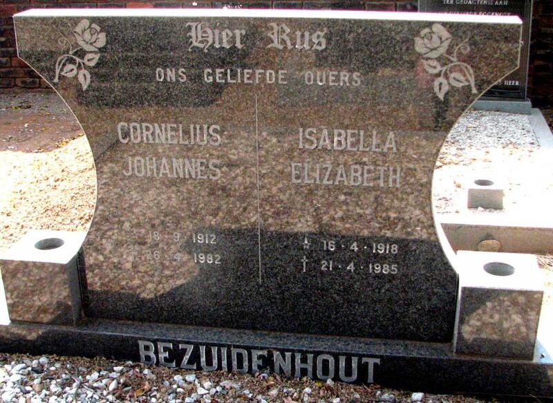 BEZUIDENHOUT Cornelius Johannes 1912-1982 & Isabella Elizabeth 1918-1985