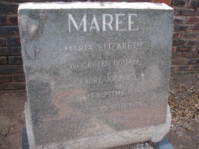 MAREE Maria Elizabeth voorheen DOMAN 1907-1974