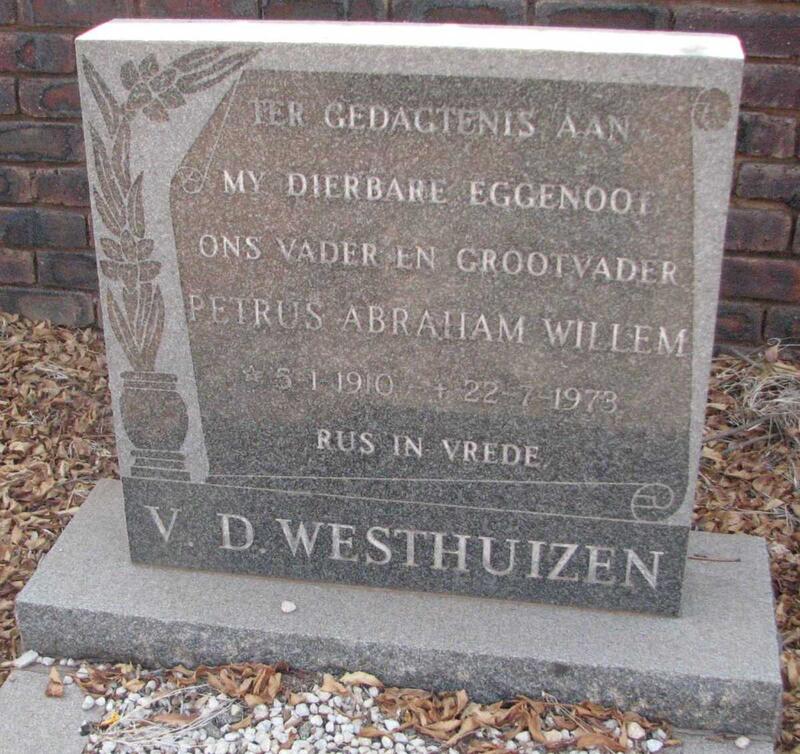 WESTHUIZEN Petrus Abraham Willem, v.d. 1910-1973