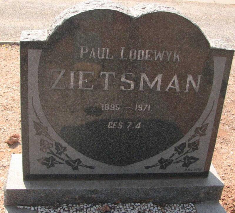 ZIETSMAN Paul Lodewyk 1895-1971