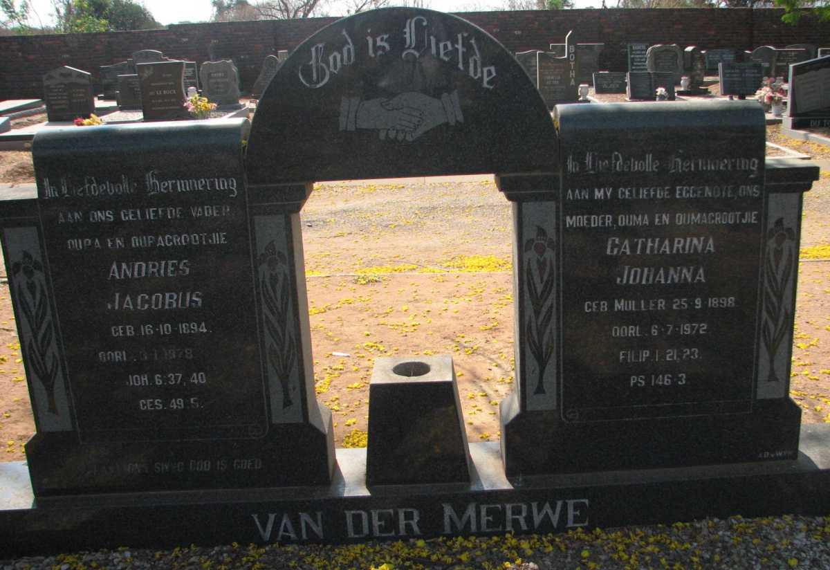 MERWE Andries Jacobus, van der 1894-1978 & Catharina Johanna MULLER 1898-1972