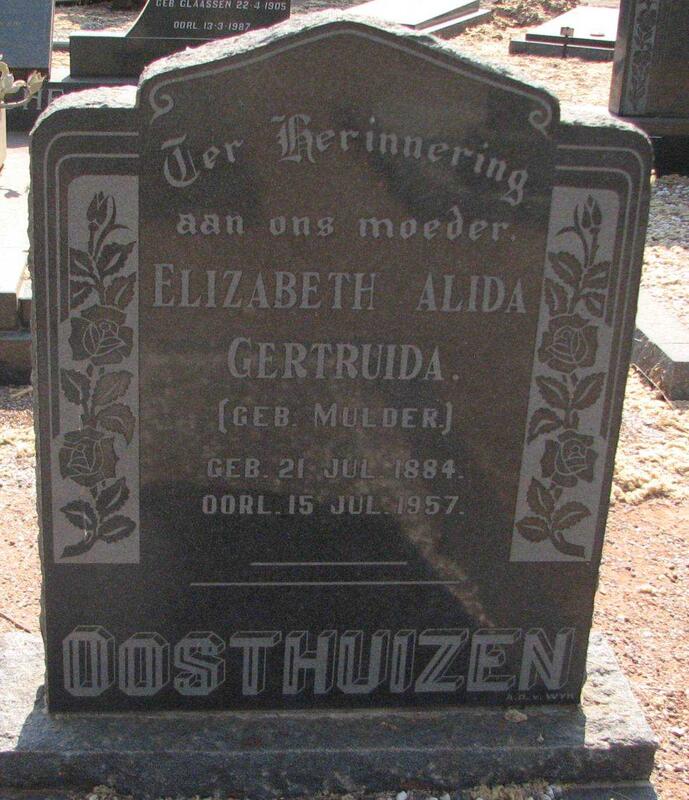 OOSTHUIZEN Elizabeth Alida Gertruida nee MULDER 1884-1957