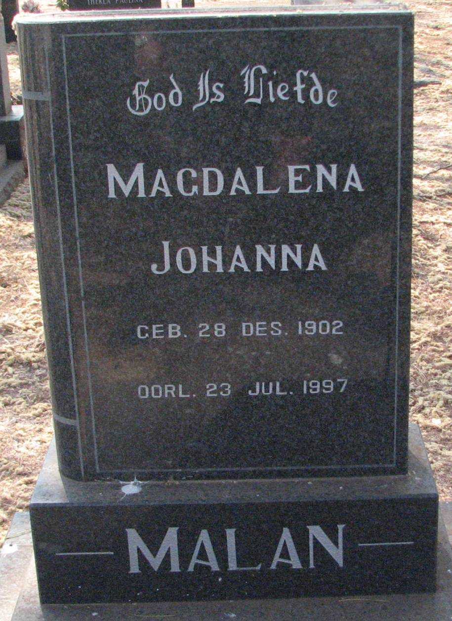 MALAN Magdalena Johanna 1902-1997