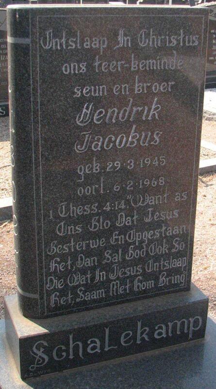 SCHALEKAMP Hendrik Jacobus 1945-1968