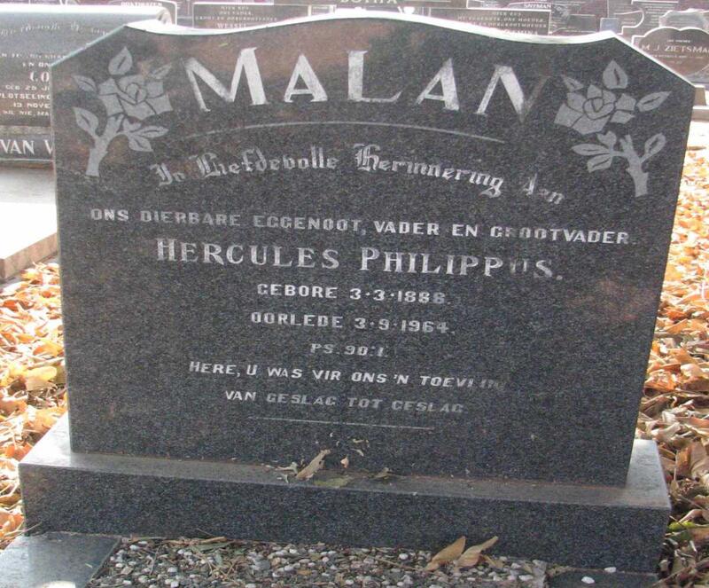 MALAN Hercules Philippus 1888-1964