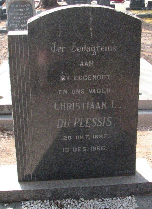 PLESSIS Christiaan L., du 1887-1966