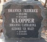 KLOPPER Johannes Frederick 1912-1995 & Johanna Catharina V.D. WALT 1917-2004