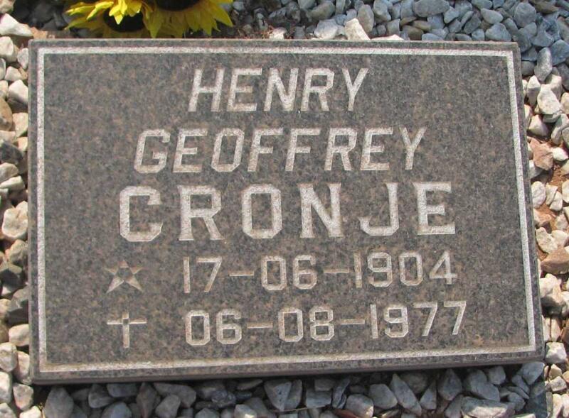 CRONJE Henry Geoffrey 1904-1977
