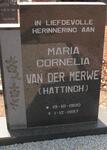 MERWE Maria Cornelia, van der nee HATTINGH 1930-1997
