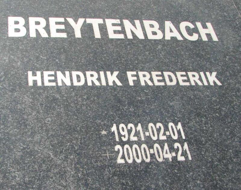 BREYTENBACH Hendrik Frederik 1921-2000