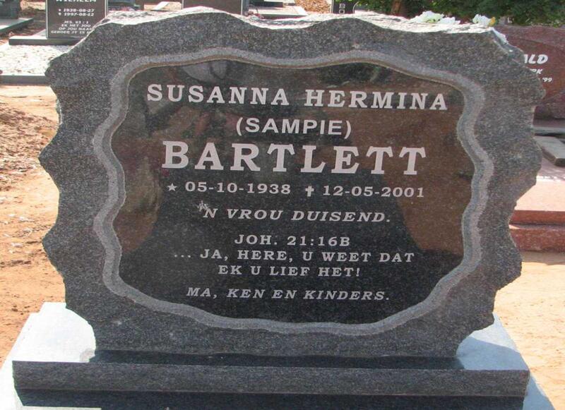 BARTLETT Susanna Hermina 1938-2001