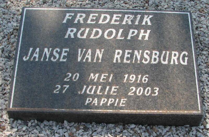 RENSBURG Frederik Rudolph, Janse van 1916-2003