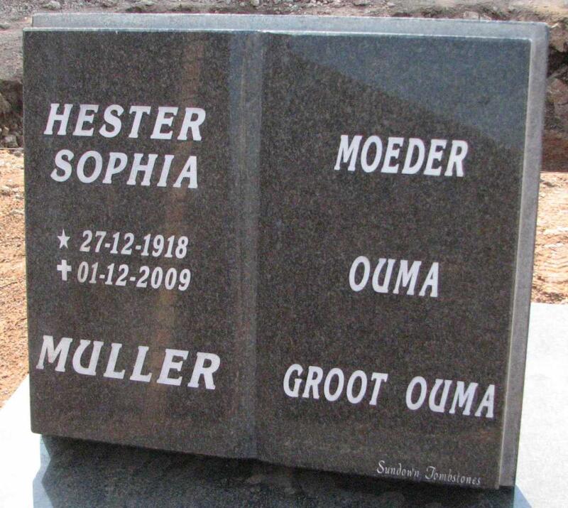 MULLER Hester Sophia 1918-2009