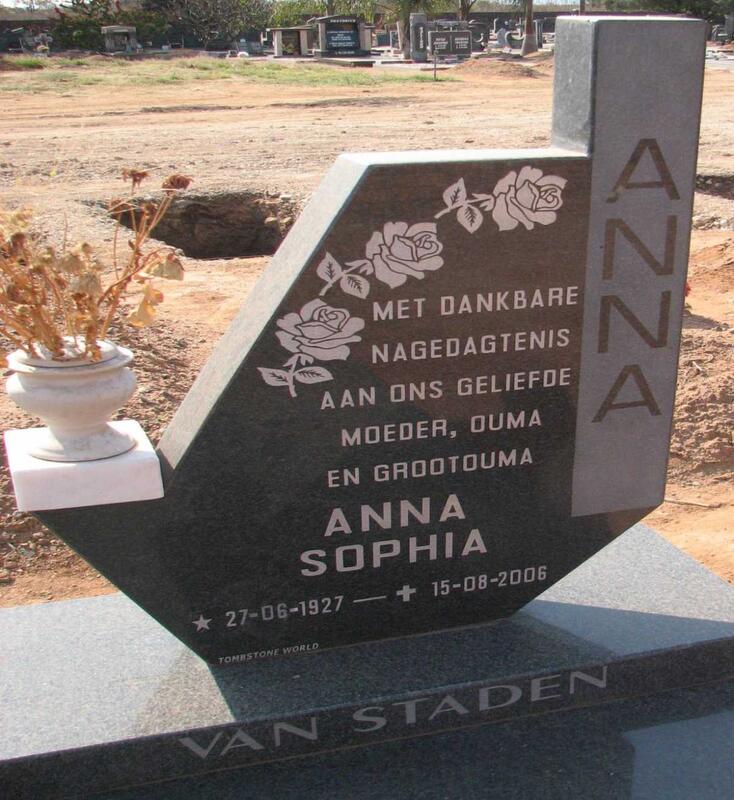STADEN Anna Sophia, van 1927-2006