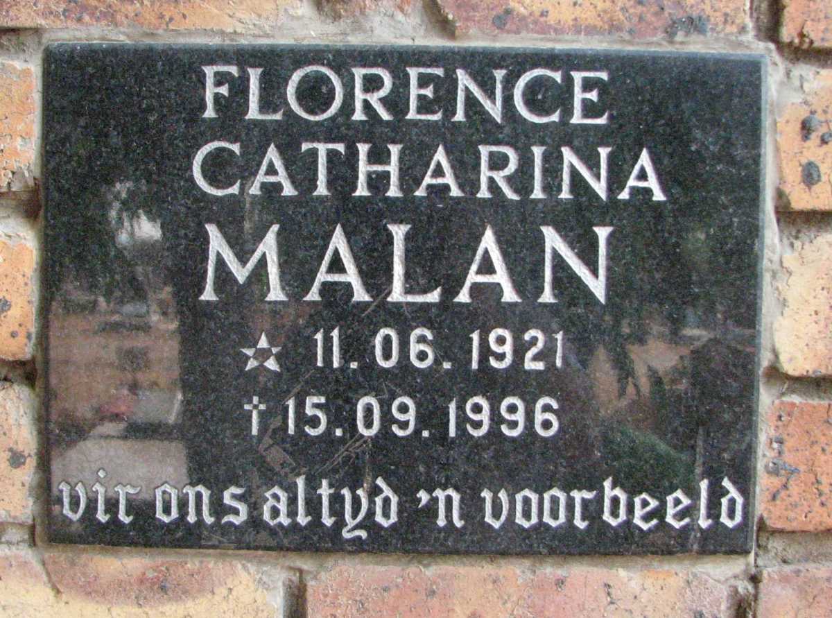 MALAN Florence Catharina 1921-1996
