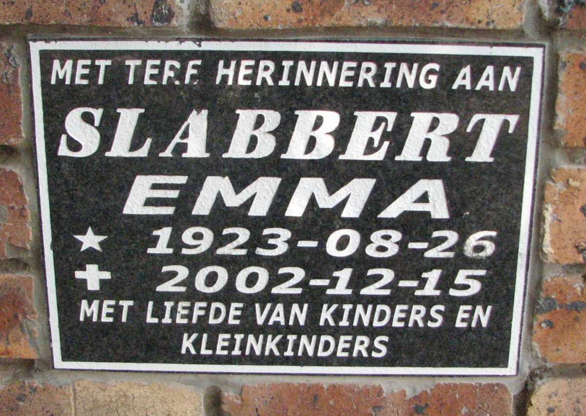SLABBERT Emma 1923-2002