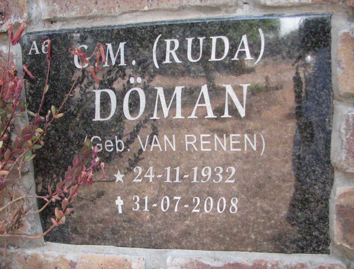 DOMAN G.M. nee VAN RENEN 1932-2008