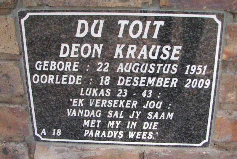 TOIT Deon Krause, du 1951-2009