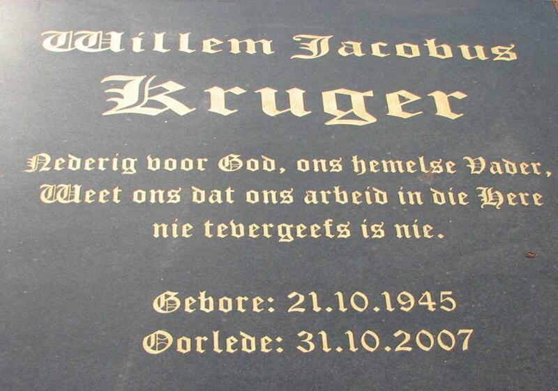 KRUGER Willem Jacobus 1945-2007