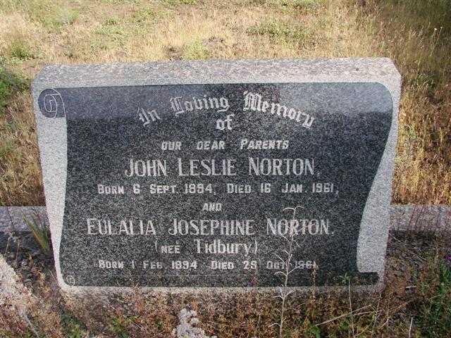 NORTON John Leslie 1894-1961 & Eulalia Josephine TIDBURY 1894-1961