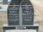 BLOM Matthys Johannes 1920-1995 & Alida E. DU TOIT 1929-2003