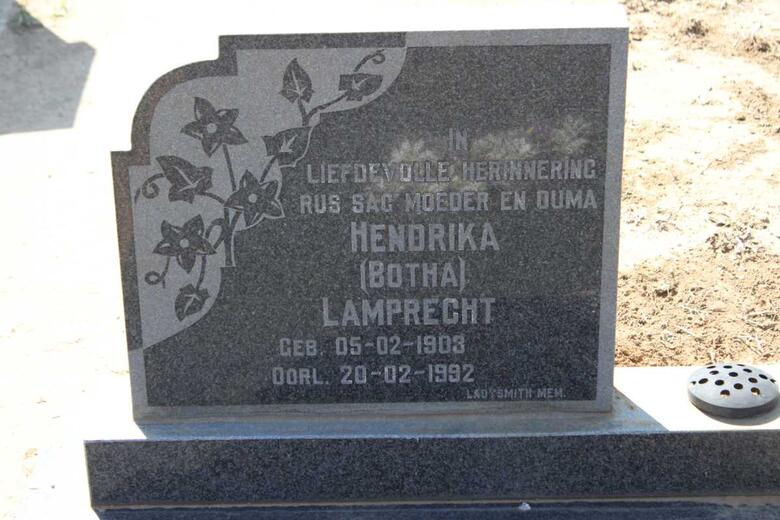 LAMPRECHT Hendrika nee BOTHA 1903-1992