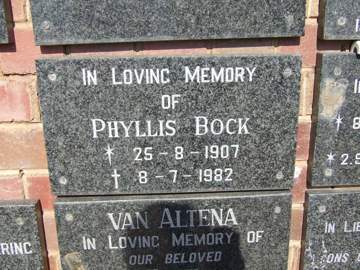 BOCK Phyllis 1907-1982