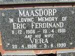 MAASDORP Eric Ferdinand 1906-1981 & Vera 1906-1990