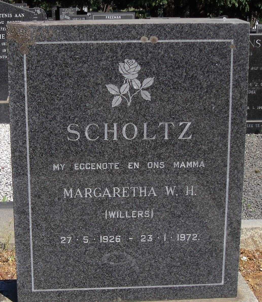SCHOLTZ Margaretha W.H. nee WILLERS 1926-1972