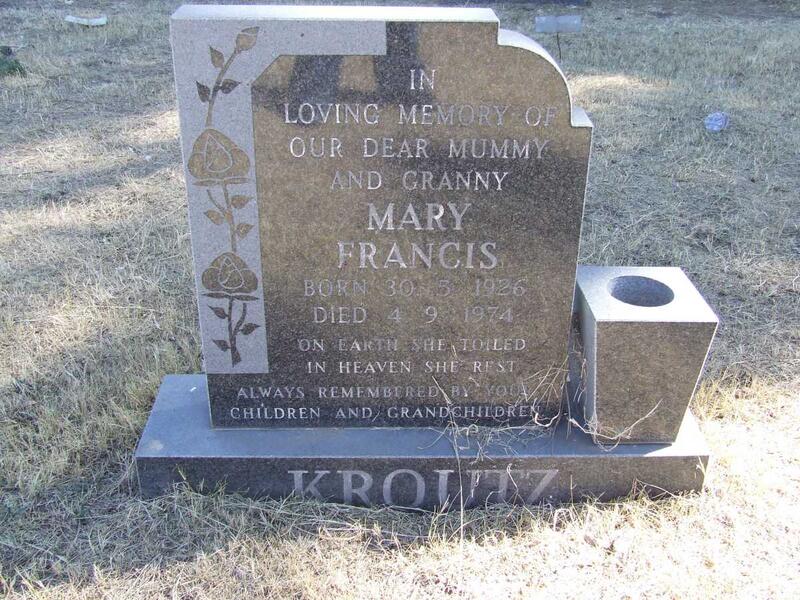 KROUTZ Mary Francis 1926-1974