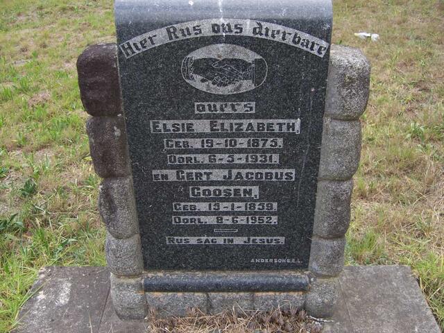 GOOSEN Gert Jacobus 1859-1952 & Elsie Elizabeth 1875-1931