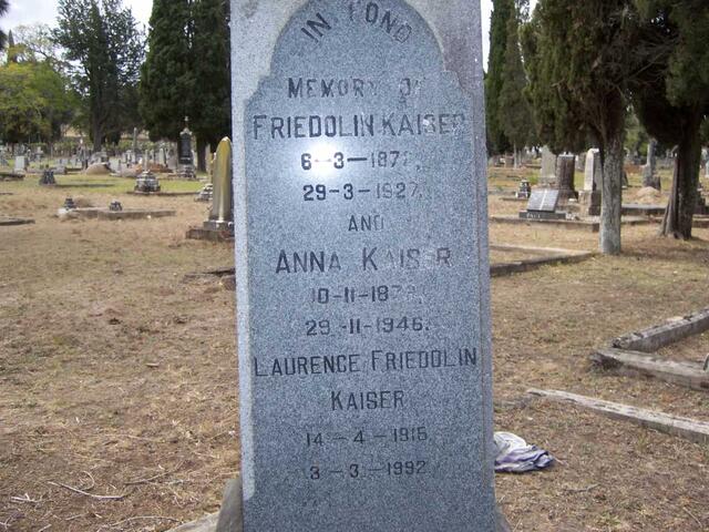 KAISER Friedolin 1872-1927 & Anna 187?-1946 :: KAISER Laurence Friedolin 1915-1992