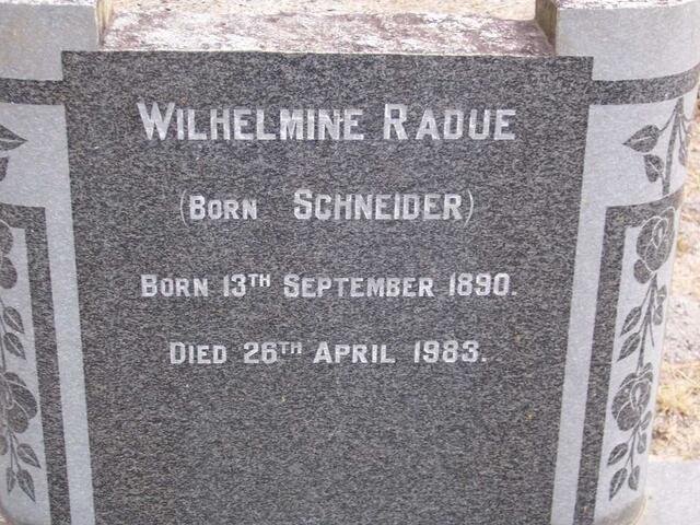 RADUE Wilhelmine nee SCHNEIDER 1890-1983