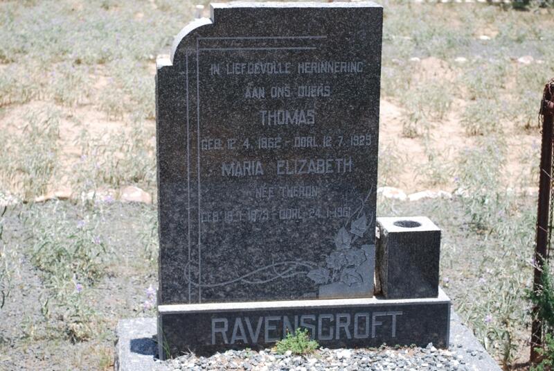 RAVENSCROFT Thomas 1862-1929 & Maria Elizabeth THERON 1873-1961