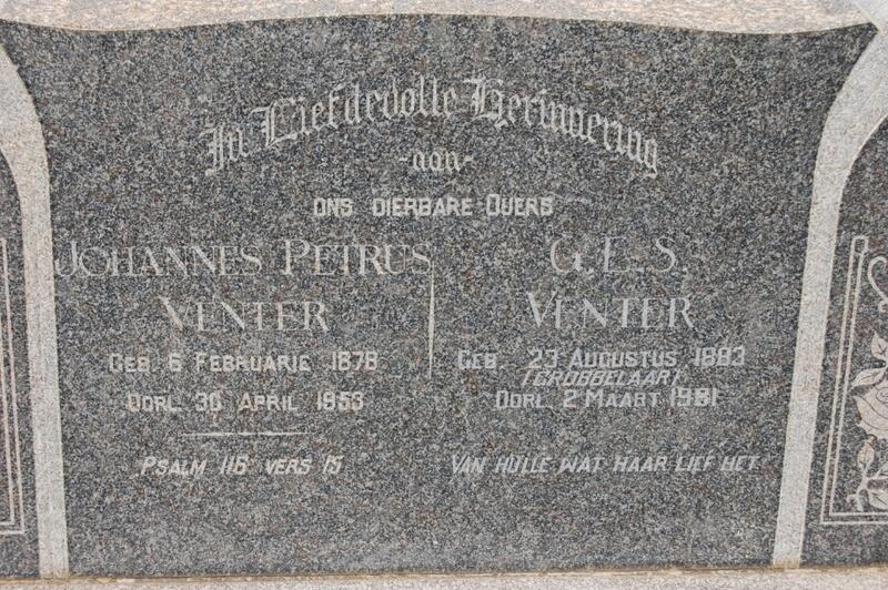 VENTER Johannes Petrus 1878-1953 & G.E.S. GROBBELAAR 1883-1981