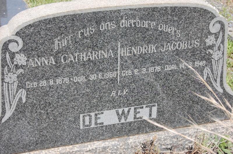 WET Hendrik Jacobus, de 1878-1948 & Anna Catharina 1876-1966