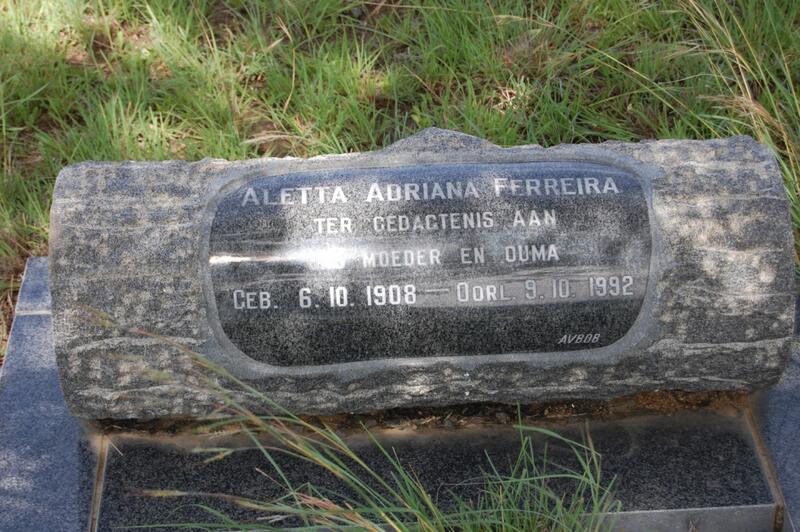 FERREIRA Aletta Adriana 1908-1992