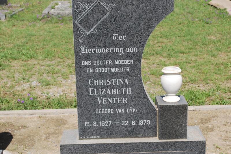 VENTER Christina Elizabeth nee VAN DŸK 1927-1979