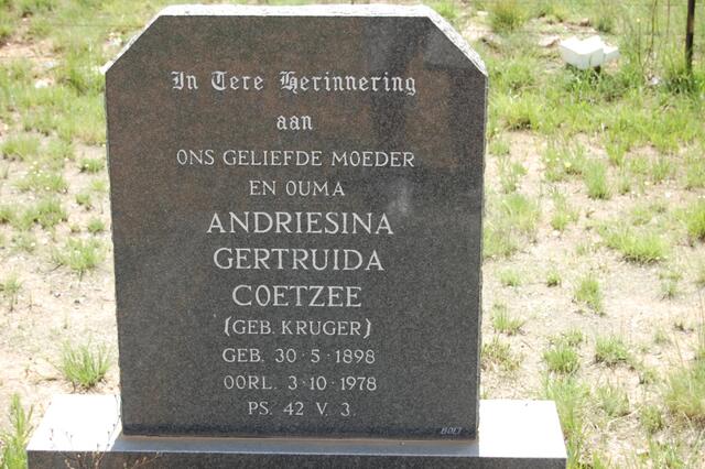 COETZEE Andriesina Gertruida nee KRUGER 1898-1978