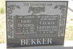 BEKKER Gert Hendrik 1903-1991 & Cecilia Gertruida DE VILLIERS 1901-1983