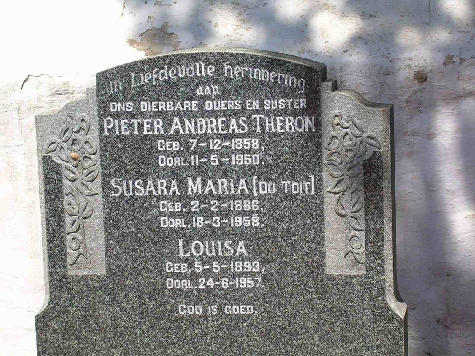 THERON Pieter Andreas 1858-1950 & Susara Maria DU TOIT 1866-1958 :: THERON Louisa 1893-1957