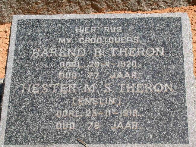 THERON Barend B.  -1920 & Hester M.S. ENSLIN  -1919