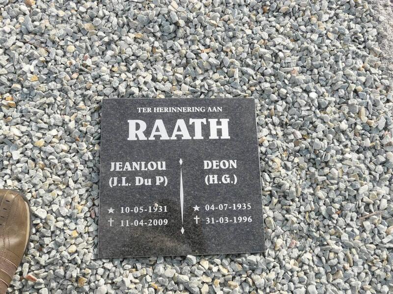 RAATH H.G. 1935-1996 & J.L. du P. 1931-2009