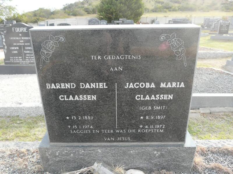 CLAASSEN Barend Daniel 1889-1974 & Jacoba Maria SMIT 1897-1972