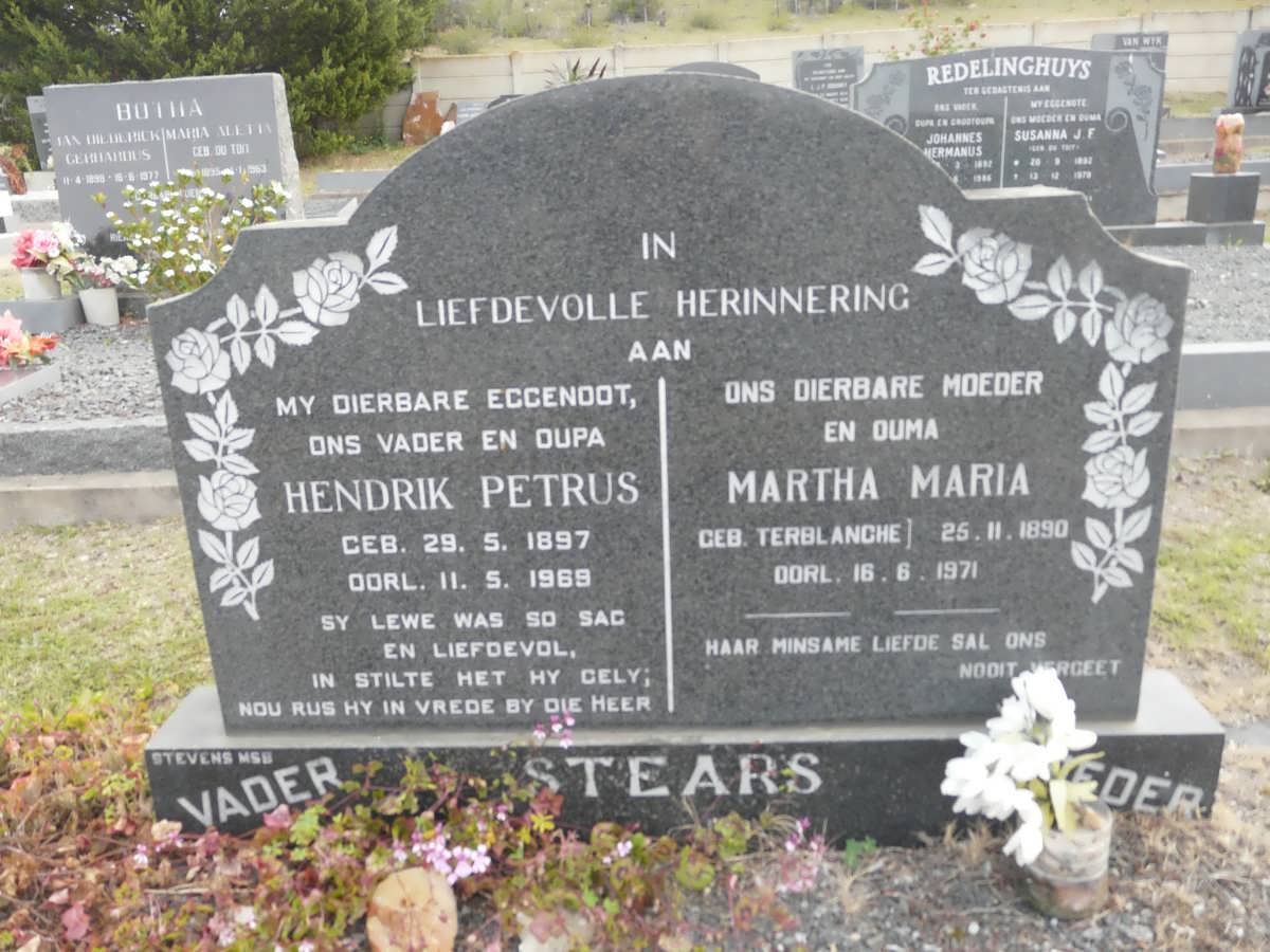 STEARS Hendrik Petrus 1897-1969 & Martha Maria TERBLANCHE 1890-1971