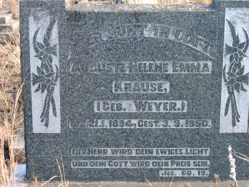 KRAUSE Auguste Helene Emma nee WEYER 1894-1950